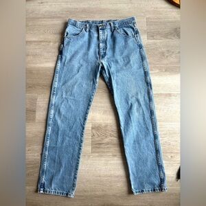Mens Vintage Rustler Medium Wash Denim Jeans Straight Leg